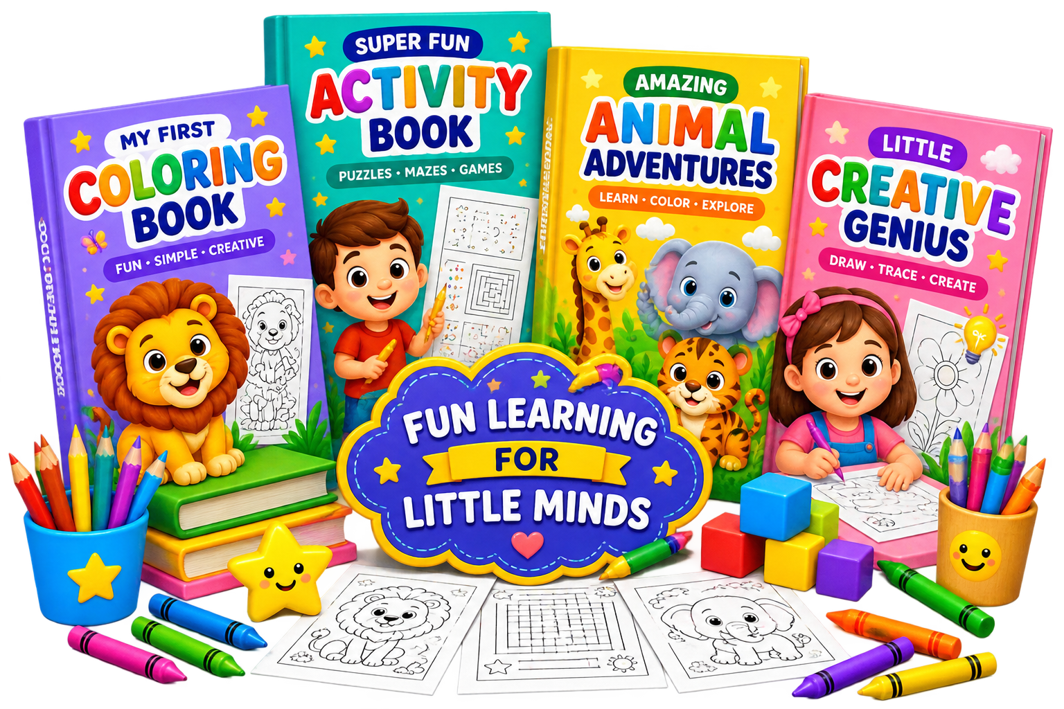 Kids coloring and activity book bundle